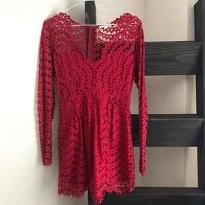 Luxxel Red Lace Romper